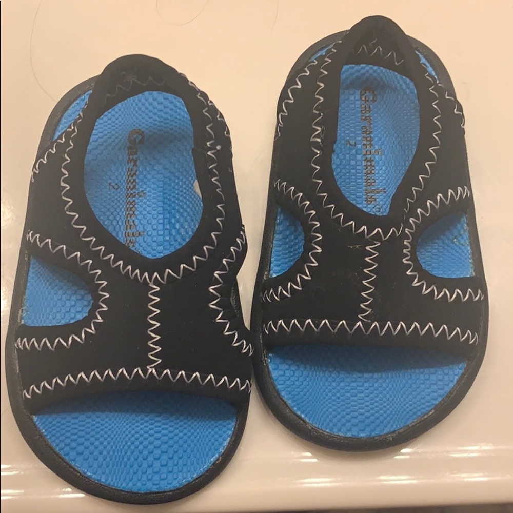Size 2 Infant Toddler Boys Black Blue Slip On